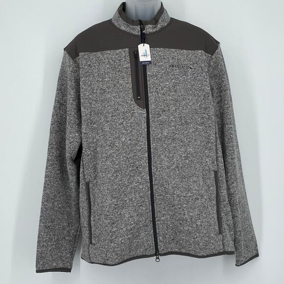 Johnnie-O On Location Arlo Full Zip Knit Jacket in Grey Size XL - Picture 2 of 9